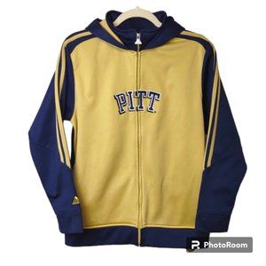 Adidas Collegiate Pitt Gold Navy LS Full Zip Stand-up Collar Hoodie